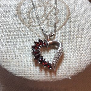 Natural Garnet Sterling Silver Necklace 925